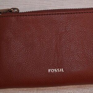Fossil Lainie Multifunction Medium Brown Leather Women's Wallet Bifold zipper